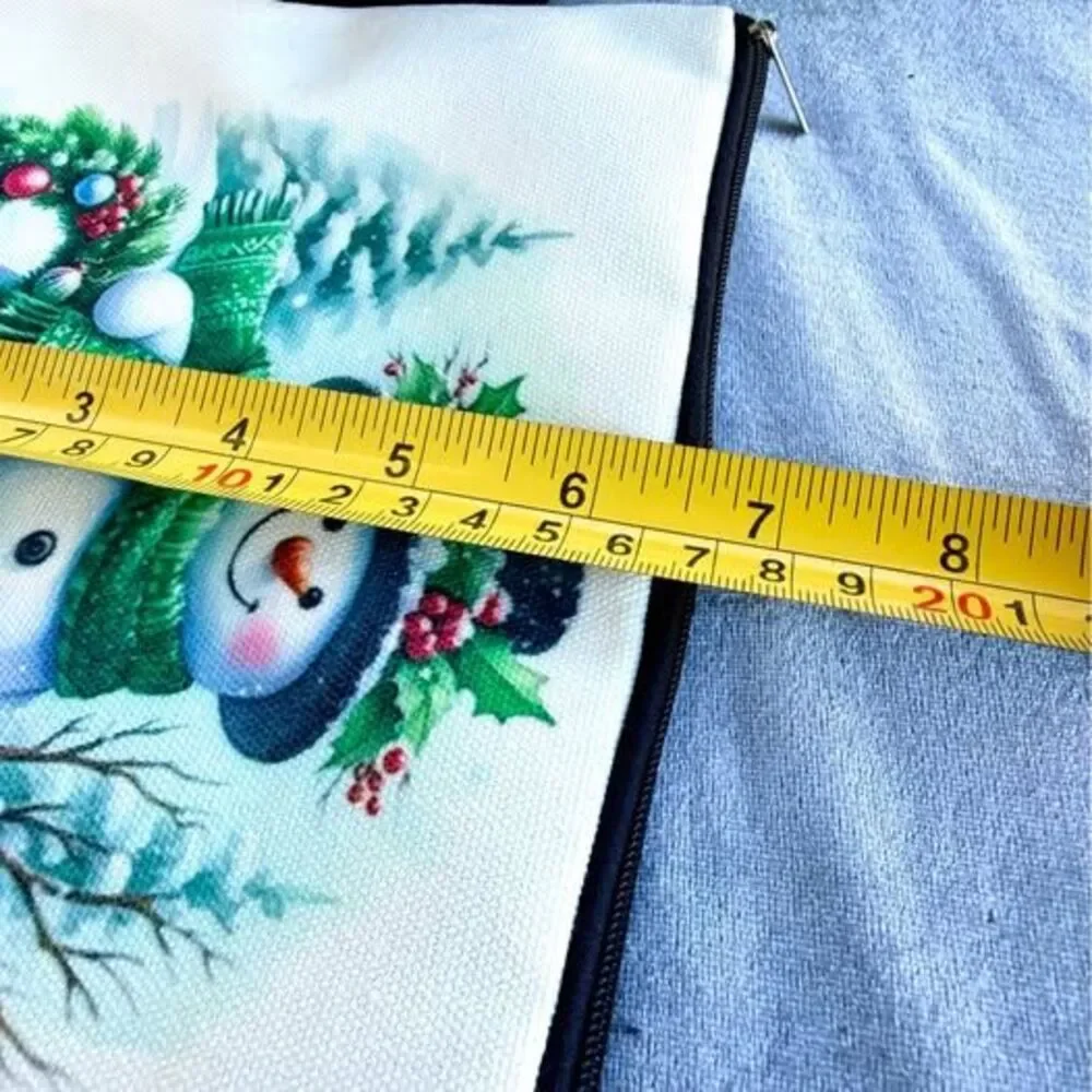 Cute Snowman Zipper Pouch Christmas Cosmetic Bag Holiday Pencil Case 8.5” x 6.5”
